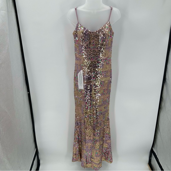 DRESS THE POPULATION Gown Tori Sequin Dress M Sweetheart Mermaid Formal Prom - Picture 1 of 16